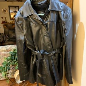 Black leather coat
